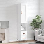 vidaXL Buffet haut Blanc brillant 34 5x34x180 cm Bois d'ingénierie