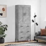 vidaXL Buffet haut Gris béton 69 5x34x180 cm Bois d'ingénierie