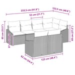 vidaXL Canapé de jardin 7 pièces avec coussins en rattan poly marron