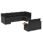 vidaXL Salon de jardin 9 Pièces avec coussins noir résine tressée