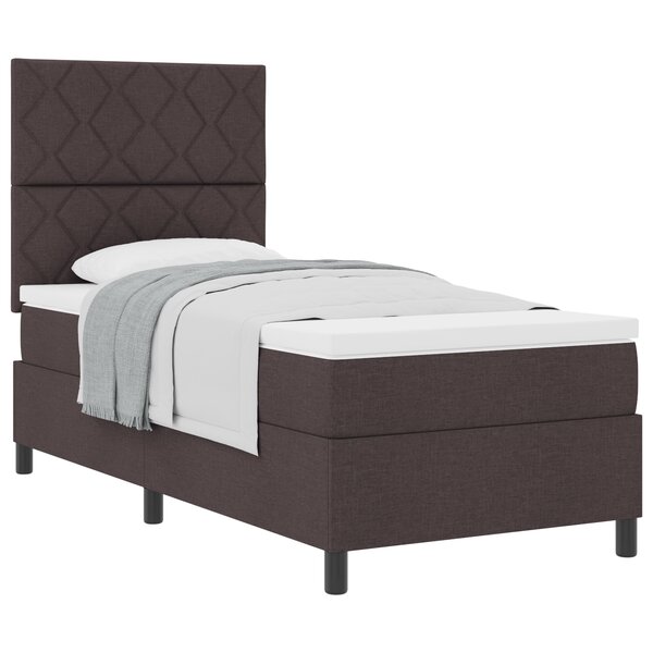 vidaXL Lit Box Spring avec Matelas Marron Foncé Simple Tissu