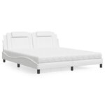 vidaXL Lit avec matelas blanc 180x200 cm similicuir