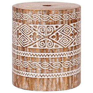 vidaXL Pied de parasol Autre blanc lavé Ø34 x 40 cm Bois massif