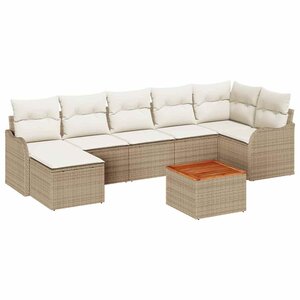 vidaXL Ensemble de canapé de jardin 8 Pièces Beige et crème polyrotin