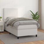 vidaXL Sommier à lattes de lit avec matelas Blanc 100x200cm Similicuir