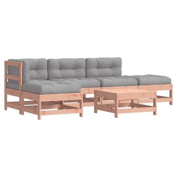 vidaXL Salon de jardin 6 Pièces avec coussins bois massif Douglas