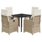 vidaXL Ensemble à manger de jardin avec coussins 5Pièces Beige poly rotin