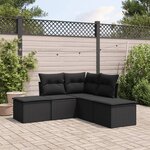 vidaXL Salon de jardin 5 Pièces avec coussins noir résine tressée