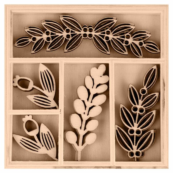 15 Mini décorations feuillages en bois