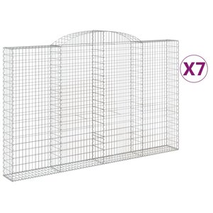 vidaXL Paniers à gabions arqués 7 Pièces 300x30x180/200 cm fer galvanisé