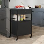 vidaXL Chariot de cuisine noir 56x43x89 5 cm bois d'ingénierie
