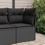 vidaXL Canapé d'angle de jardin avec coussins noir résine tressée