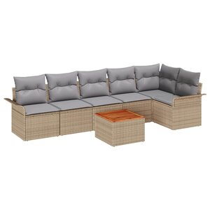 vidaXL Ensemble de canapé de jardin 7 Pièces Beige et Gris clair