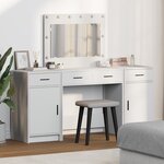 vidaXL Ensemble de table de maquillage 3 pièces avec LED  bois d'ingénierie blanc