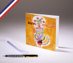 Carte double in the garden créée et imprimée en france sur papier certifié pefc - joyeux anniversaire petite souris !