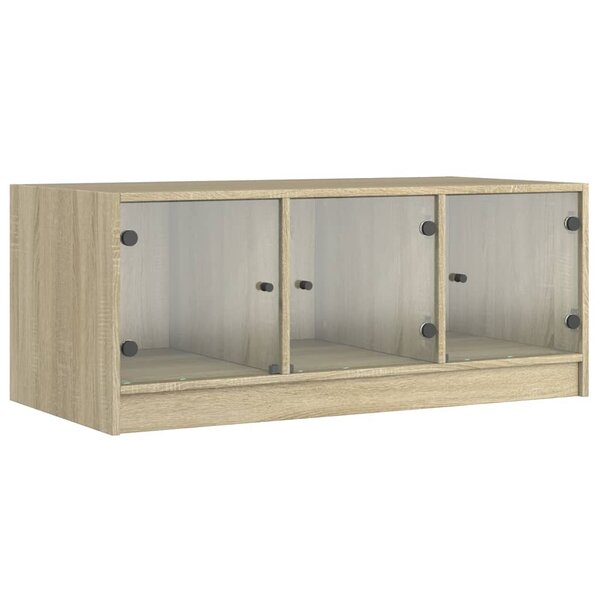 vidaXL Table basse avec portes en verre chêne sonoma 102x50x42 cm