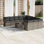 vidaXL Salon de jardin avec coussins 12 Pièces gris résine tressée