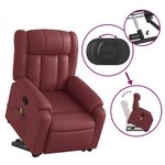 vidaXL Fauteuil inclinable de massage Rouge bordeaux Similicuir