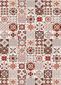 Tapis de Cuisine carreaux de Ciment 50 x 80 cm - Orange