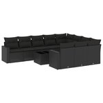 vidaXL Salon de jardin 11 Pièces avec coussins noir résine tressée