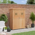 Abri de jardin armoire de jardin remise pour outils sur pied dim. 128L x 50l x 164H cm 2 étagères 2 portes 2 fenêtres toit bitumé étanche bois massif sapin pré-huilé