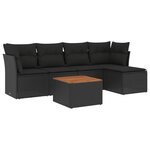 vidaXL Salon de jardin 6 Pièces avec coussins noir résine tressée