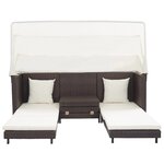 vidaXL Canapé-lit extensible 3 places avec toit Résine tressée Marron