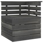 vidaXL Salon palette de jardin 2 places gris foncé bois de pin massif