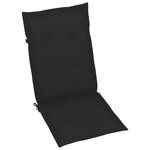 vidaXL Chaises de jardin lot de 2 et coussins noir Bois de teck massif