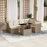 vidaXL Salon de jardin avec coussins 8 Pièces beige résine tressée