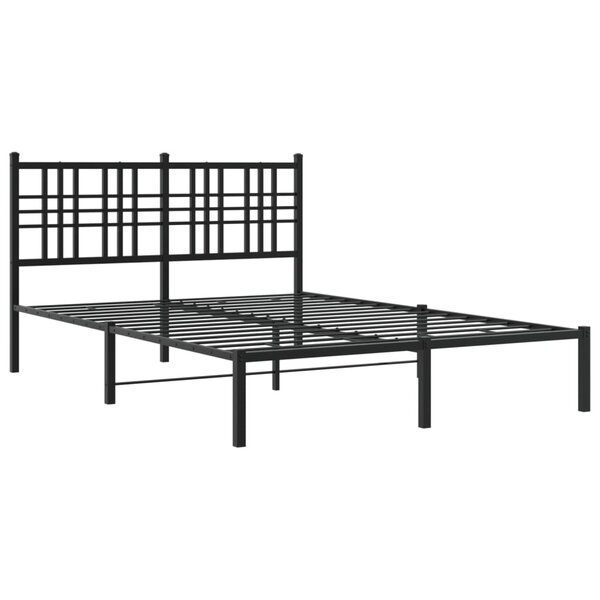 vidaXL Cadre de lit métal avec tête de lit noir 140x190 cm