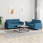 vidaXL Ensemble de canapés 2 Pièces avec coussins bleu velours