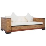 vidaXL Ensemble de canapés 3 Pièces avec coussins Marron Rotin naturel