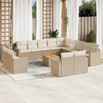 vidaXL Salon de jardin avec coussins 14 Pièces beige résine tressée