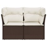 vidaXL Canapé de jardin avec coussins 2 places marron résine tressée