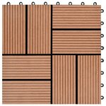 vidaXL Carreau de terrasse 11 Pièces WPC 30 x 30 cm 1 m² Marron