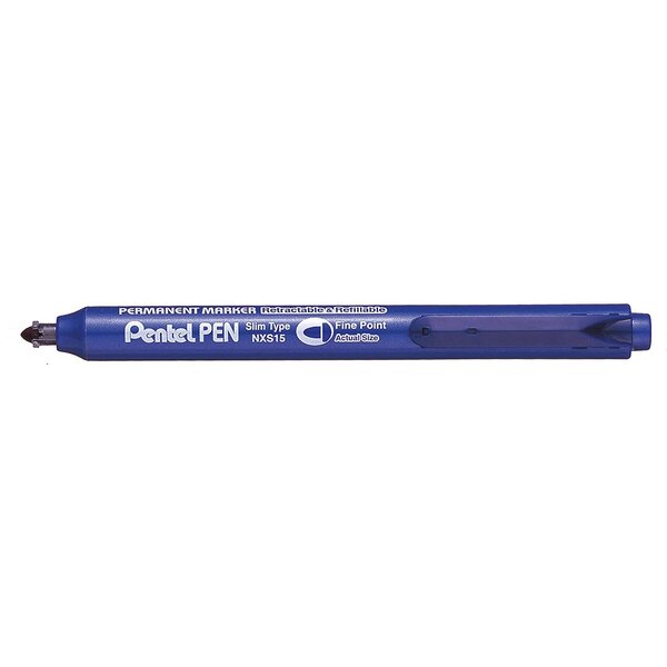 Marqueur permanent rétractable pentel pen nxs15 corps fin bleu pentel