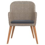 vidaXL Ensemble à manger de jardin et coussins 7 Pièces Marron