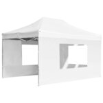 vidaXL Tente de réception pliable avec parois Aluminium 4 5x3 m Blanc