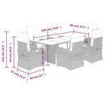 vidaXL Ensemble à manger de jardin et coussins 7 Pièces beige poly rotin