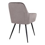 2 chaises de salle à manger à accoudoirs en velours gris avec pieds noirs