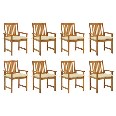 vidaXL Chaises de jardin avec coussins 8 Pièces Bois d'acacia solide