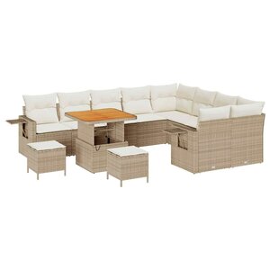 vidaXL Ensemble de canapé de jardin avec coussin 12 Pièces beige et crème