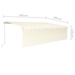 vidaXL Auvent rétractable manuel avec store 5x3 m Crème