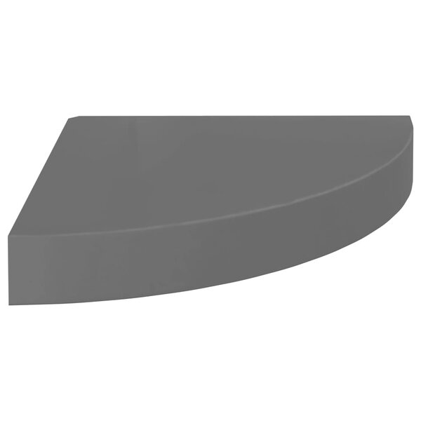vidaXL Étagère d'angle flottante Gris brillant 25x25x3 8 cm MDF
