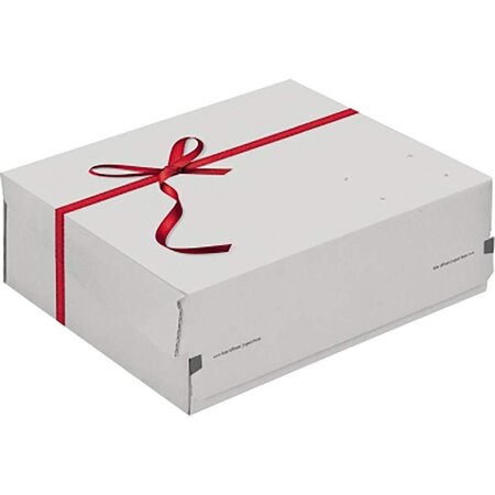 Boîte cadeau blanche  noeud rouge  dimensions externes: 250 x 177 x 96 mm x 20 colompac
