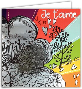 Carte Je t'aime Saint Valentin 14 février Amour I Love you + Enveloppe 15x15cm