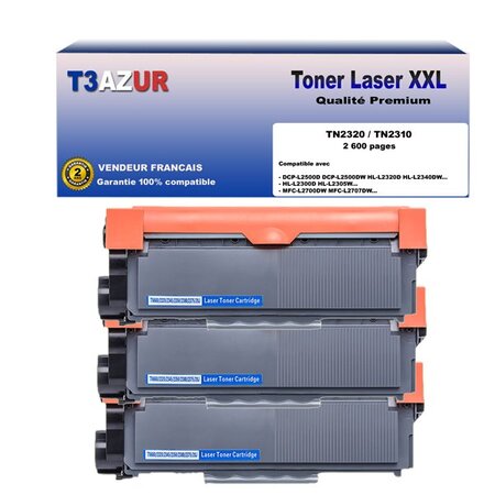 3 Toners compatibles avec Brother TN2320 pour Brother MFC L2700DN  L2700DW  L2720DW  L2740DW - 2 600 pages - T3AZUR