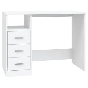 Bureau table poste de travail meuble d'ordinateur informatique étude avec tiroirs 102 x 50 x 76 cm bois d'ingénierie blanc 02_0023465
