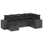 vidaXL Salon de jardin 6 Pièces avec coussins noir résine tressée
